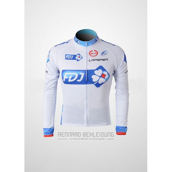 2010 Fahrradbekleidung FDJ Wei und Hellblau Trikot Langarm und Tragerhose - zum Schließen ins Bild klicken